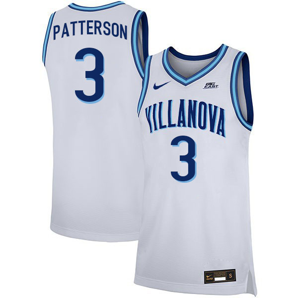 Men #3 Trey Patterson Willanova Wildcats College 2022-23 Basketball Stitched Jerseys Sale-White